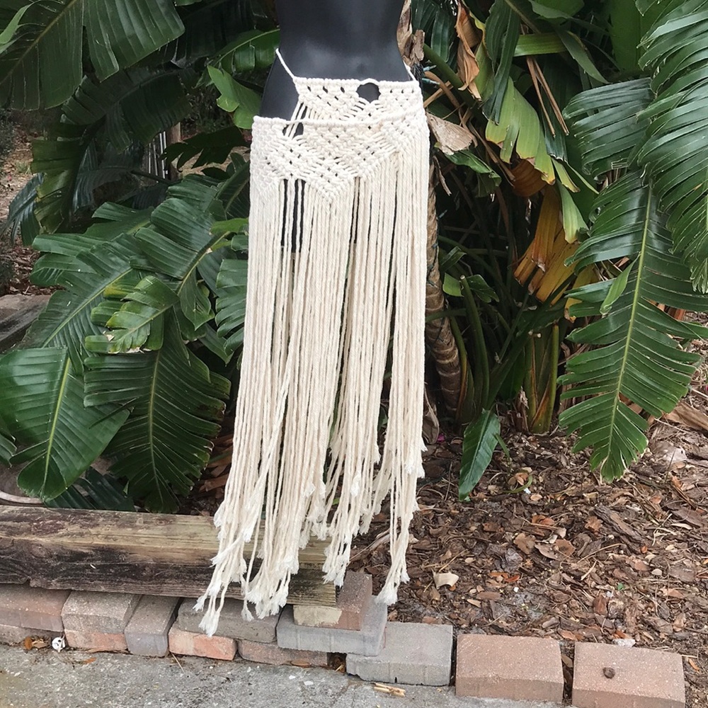 Macramé or crochet fringe Festival skirt or belt